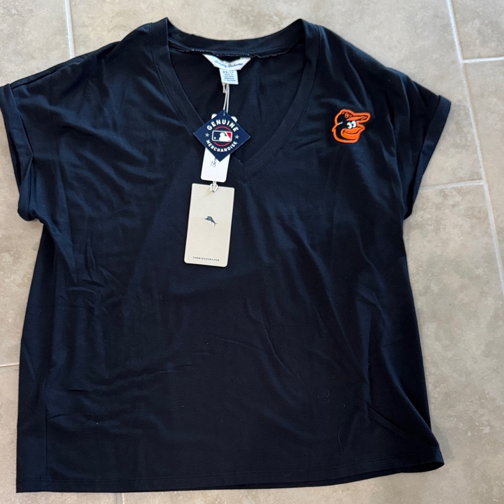 Tommy Bahama Women's Black V-Neck Top with Orioles NWT SZ XS